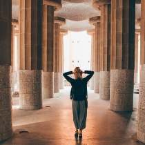 Tourist in Park Güell, Barcelona