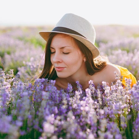 Tourist in a lavender field