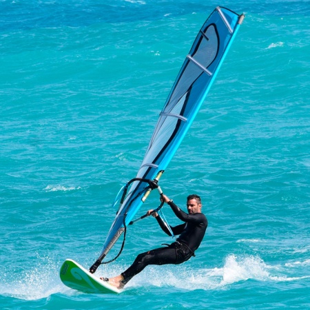 View of windsurfer in the sea