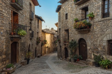 Straße in Aínsa. Huesca