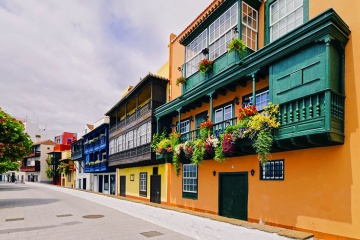 Balconies in Santa Cruz de la Palma on the Island of La Palma, Canary Islands