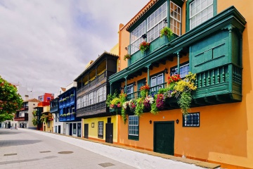 Balcones en Santa Cruz de la Palma en la isla de La Palma, Islas Canarias