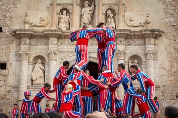 Menschenturm auf dem Fest zu Ehren der Mare de Déu de la Salut in Algemesí (Valencia)