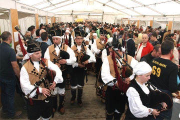 Bagpipes at the Lamprey Festival in Arbo (Pontevedra, Galicia)