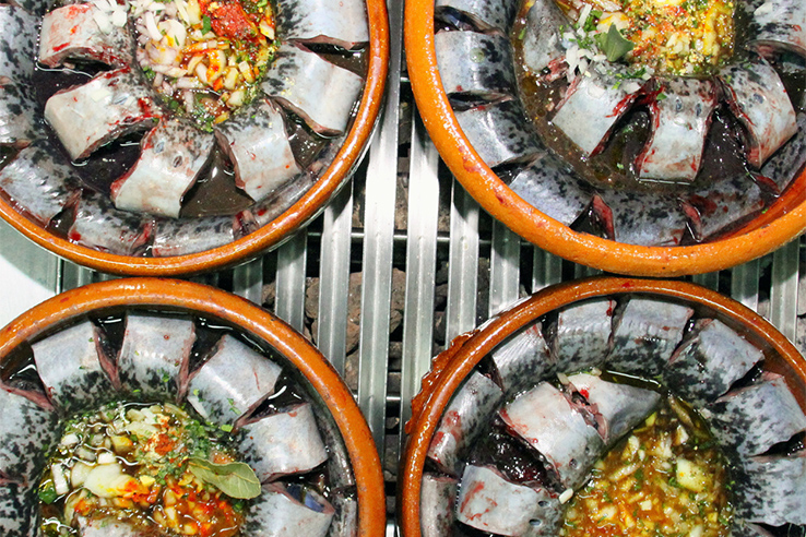 Platos degustación en la Fiesta de la Lamprea de Arbo (Pontevedra, Galicia) Platos degustación en la Fiesta de la Lamprea de Arbo (Pontevedra, Galicia)