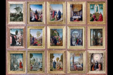Políptico de Isabel La Católica. Juan de Flandres. 1496-1504. Conjunto de 15 pinturas a óleo sobre madeira, 21 x 16 cm (cada)