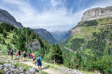 Hikers taking in the views of the park