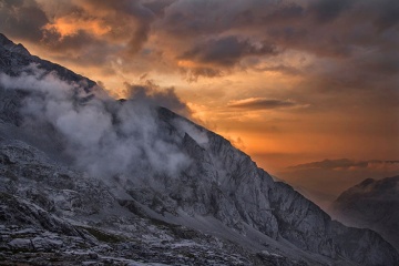 Coucher de soleil sur les sommets