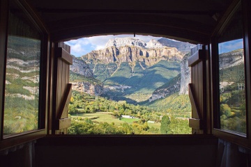 Views of the park from the window of a house in Torla