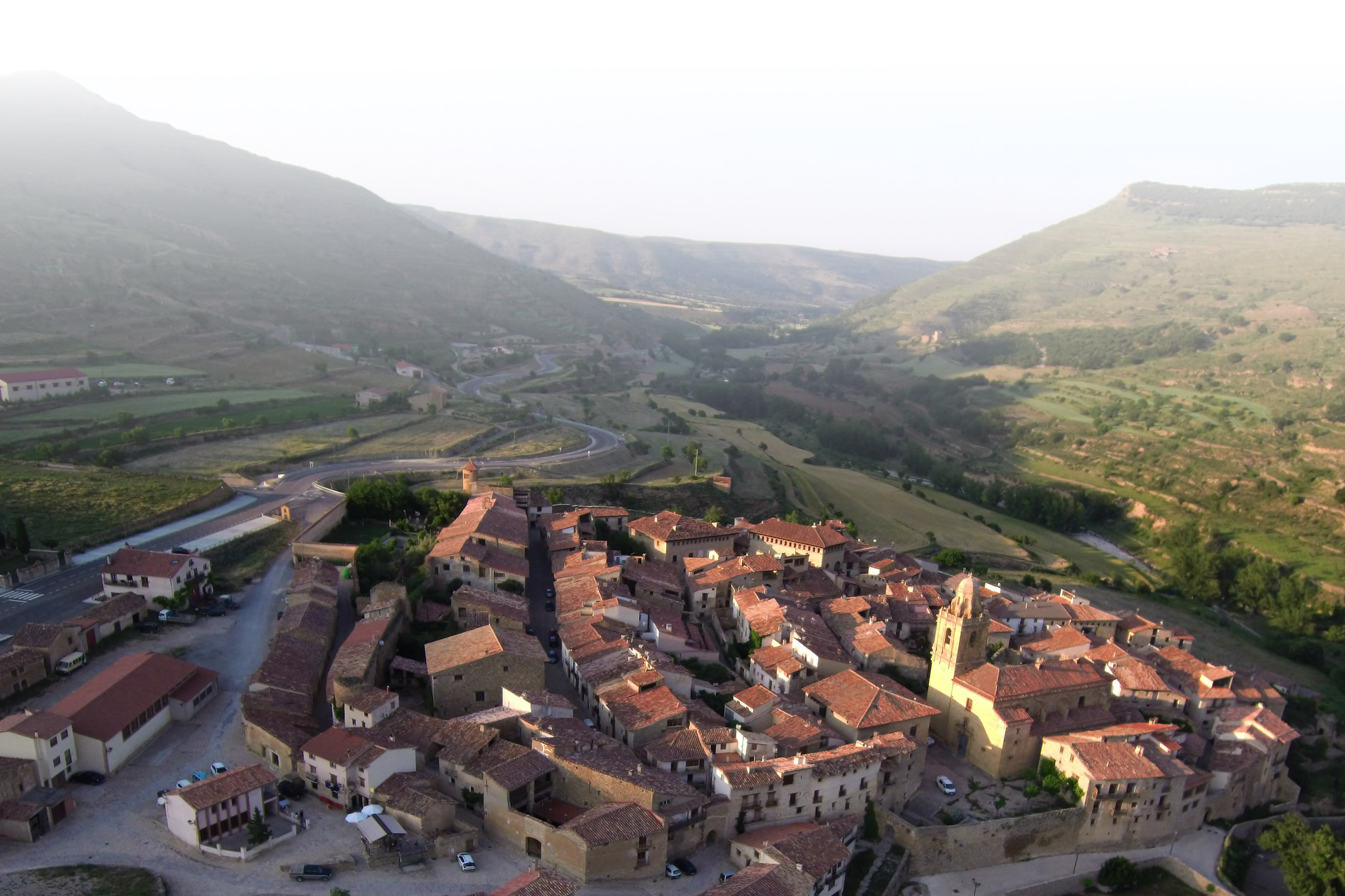 Vista aérea de Mirambel, em Teruel (Aragão)