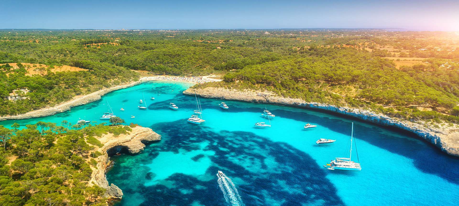 Aerial view of coves in Majorca