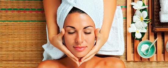 Woman having a facial treatment