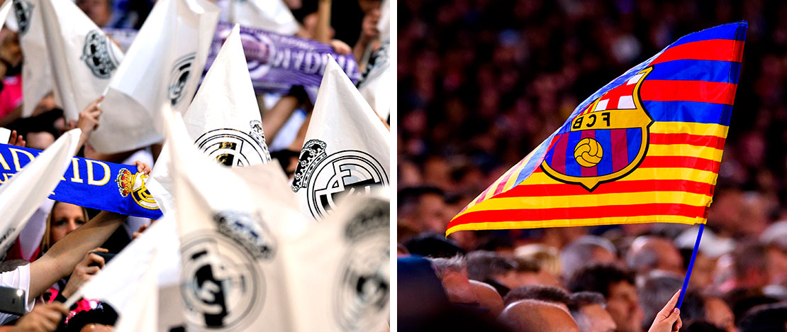Aficionados del Real Madrid y FC Barcelona