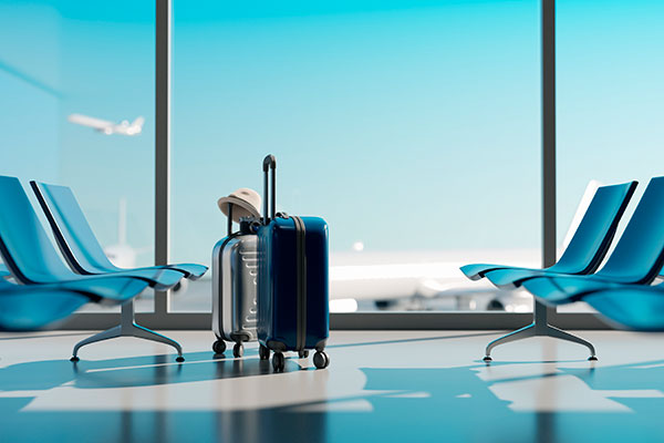 Travel Safe - imagen de maletas en un aeropuerto