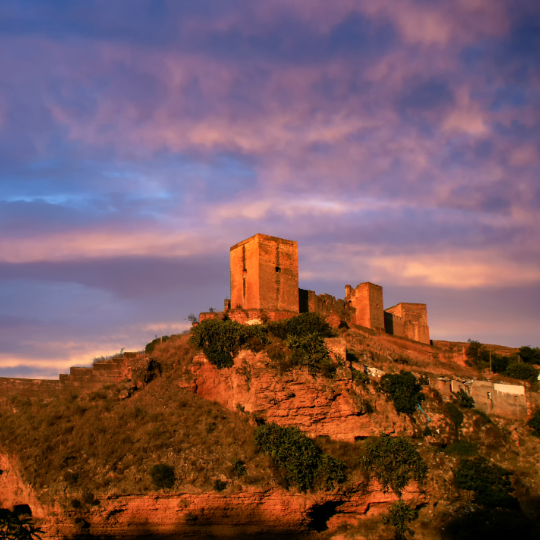  Vue du château d'Alacalá de Guadaíra, province de Séville, Andalousie