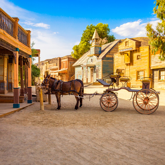 View of the Oasys MiniHollywood theme park in Tabernas, Almería, Andalusia