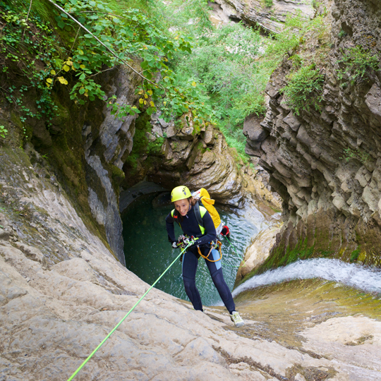 Tourist canyoning in the Furco de Broto Canyon in Huesca, Aragon