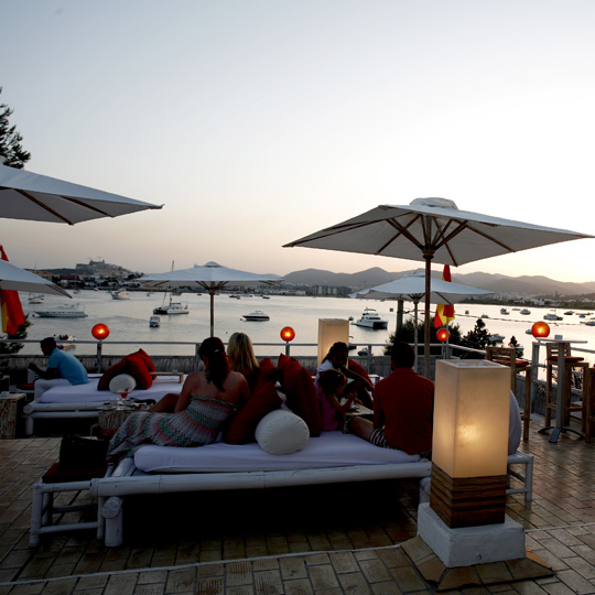 Seafront terrace on the island of Ibiza (Balearic Islands)