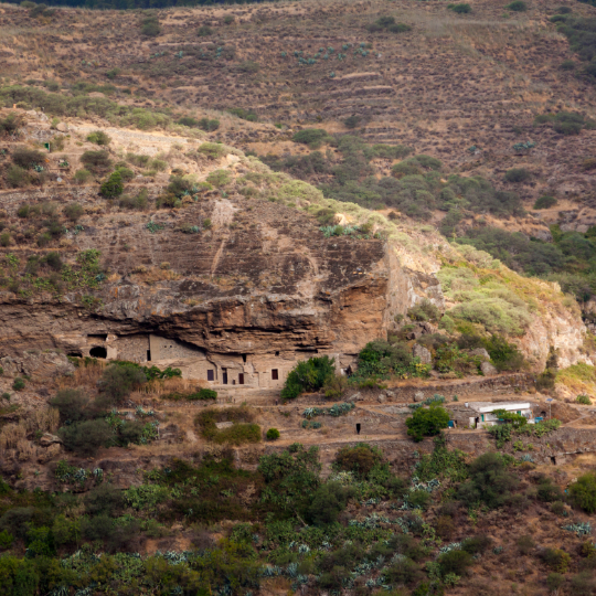 Vue de l'ancien village de Risco Caído, Grande Canarie, Îles Canaries