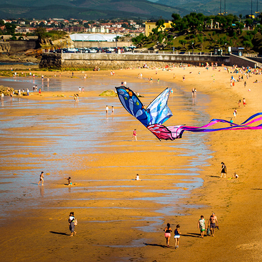 サンタンデールのエル・サルディネロ・ビーチに上がる凧