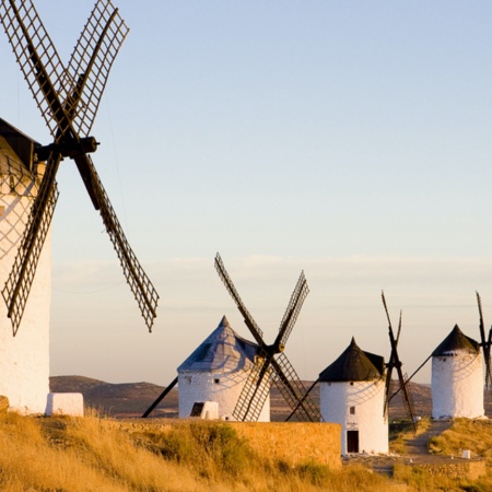 Windmühlen in Consuegra in Toledo, Kastilien-La Mancha