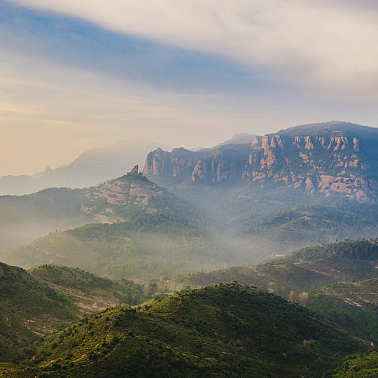 Views over the Sant Llorenç del Munt i l'Obac Natural Park in Barcelona, Catalonia