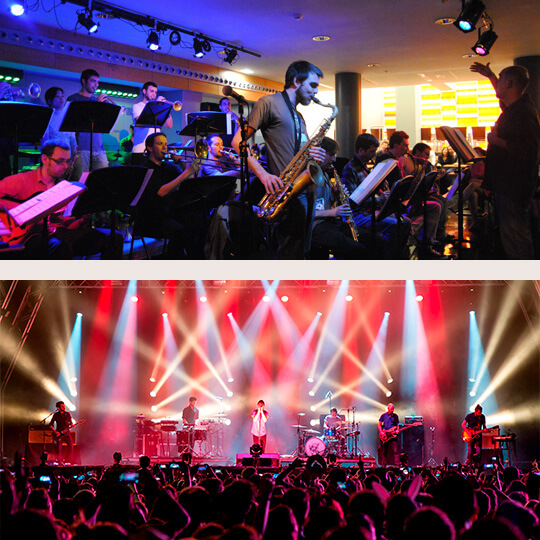 Top: Barcelona International Jazz Festival - Poble Nou / Below: Cruilla Festival