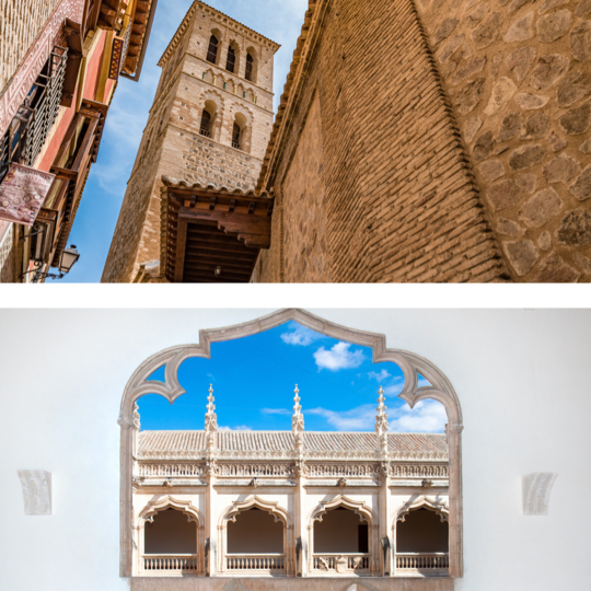 Sopra: Chiesa di Santo Tomé, Toledo / Sotto: monastero francescano di San Juan de los Reyes, Toledo