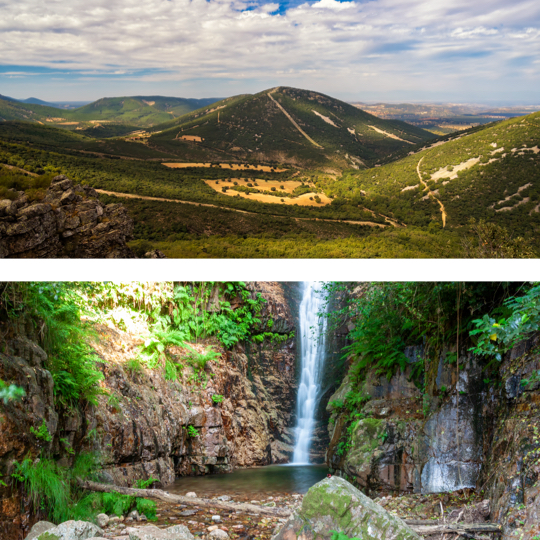 En haut : Parc national de Cabañeros, Tolède / En bas : détail d'une chute d'eau dans le parc national de Cabañeros, Tolède