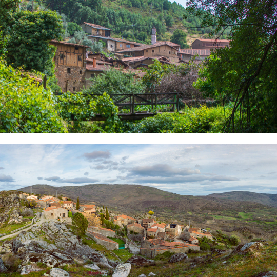 U góry: Robledillo de Gata / U dołu: San Martín de Trevejo