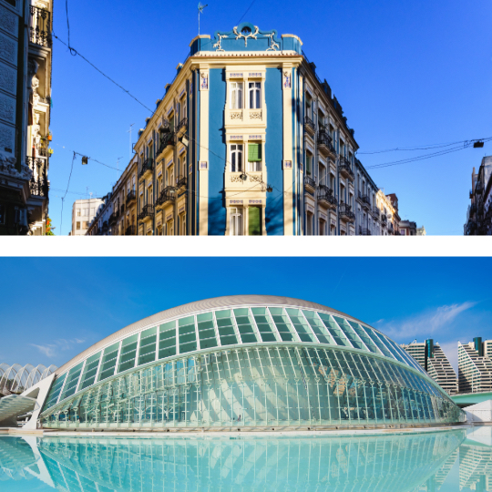 Top: characteristic building in the Ruzafa neighbourhood ©Joaquin Corbalan / Bottom: City of Arts and Sciences