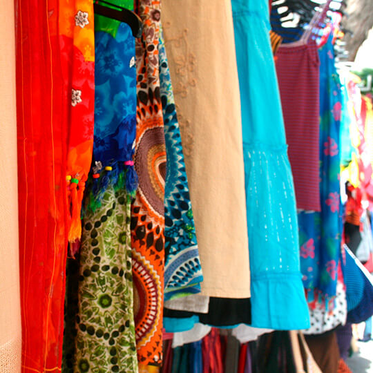 Fabrics in a street market