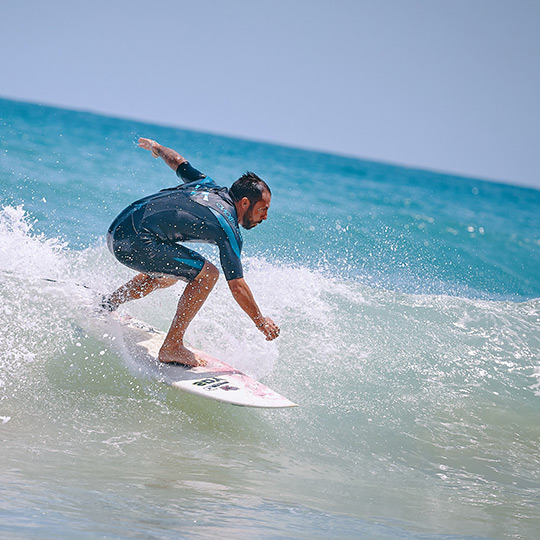 Surfing on Palmar beach