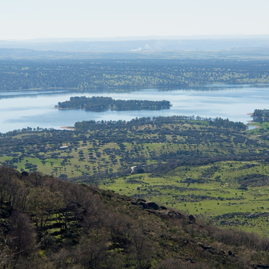 Views of the Borbollón reservoir, to the northwest of Cáceres