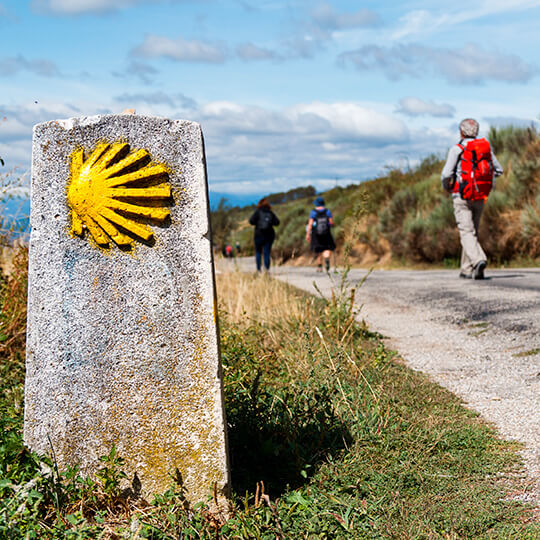 Pielgrzymi na Szlaku pielgrzymkowym Camino de Santiago