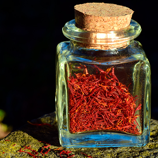Saffron in a glass jar