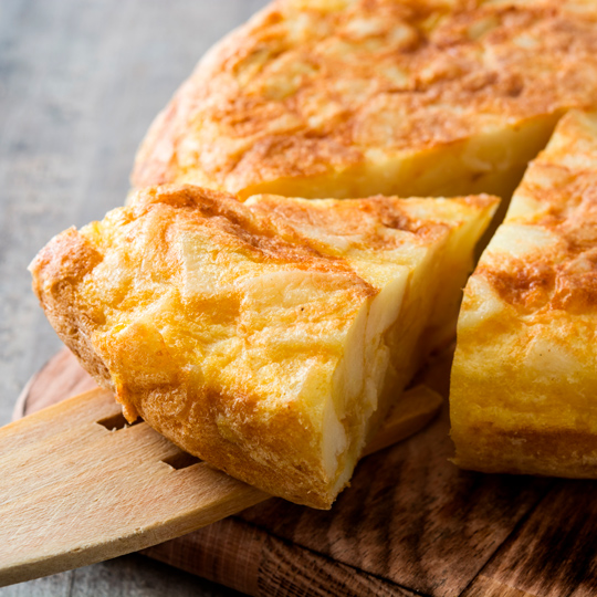 Detalhe da tortilla de batatas