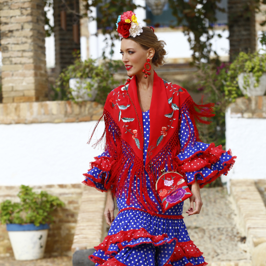 Tourists wearing flamenco fashion