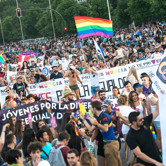 Detalhe da manifestação do Orgulho LGBT em Madri, Comunidade de Madri