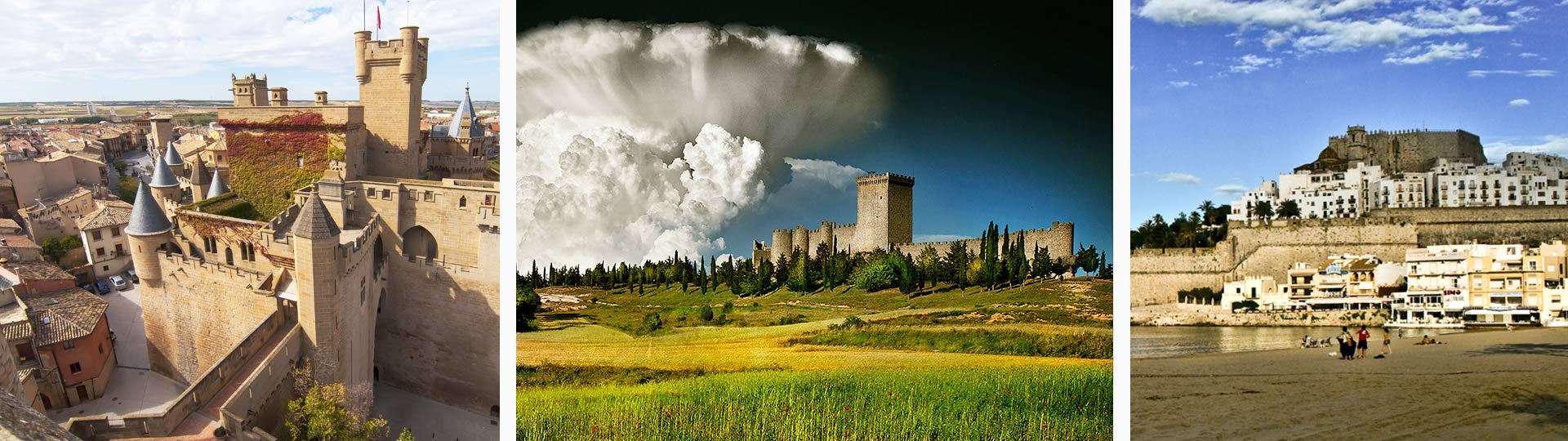 Château d’Olite (Navarre), Château de Peñaranda de Duero (Castille-León) et Château de Peñíscola (Région de Valence)