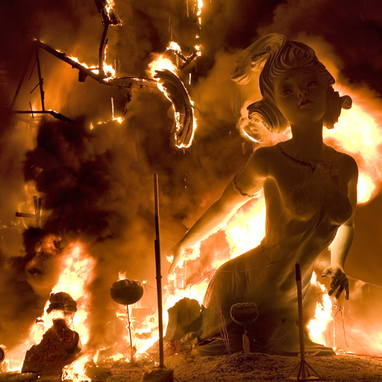 Bonfire in Las Fallas, Valencia