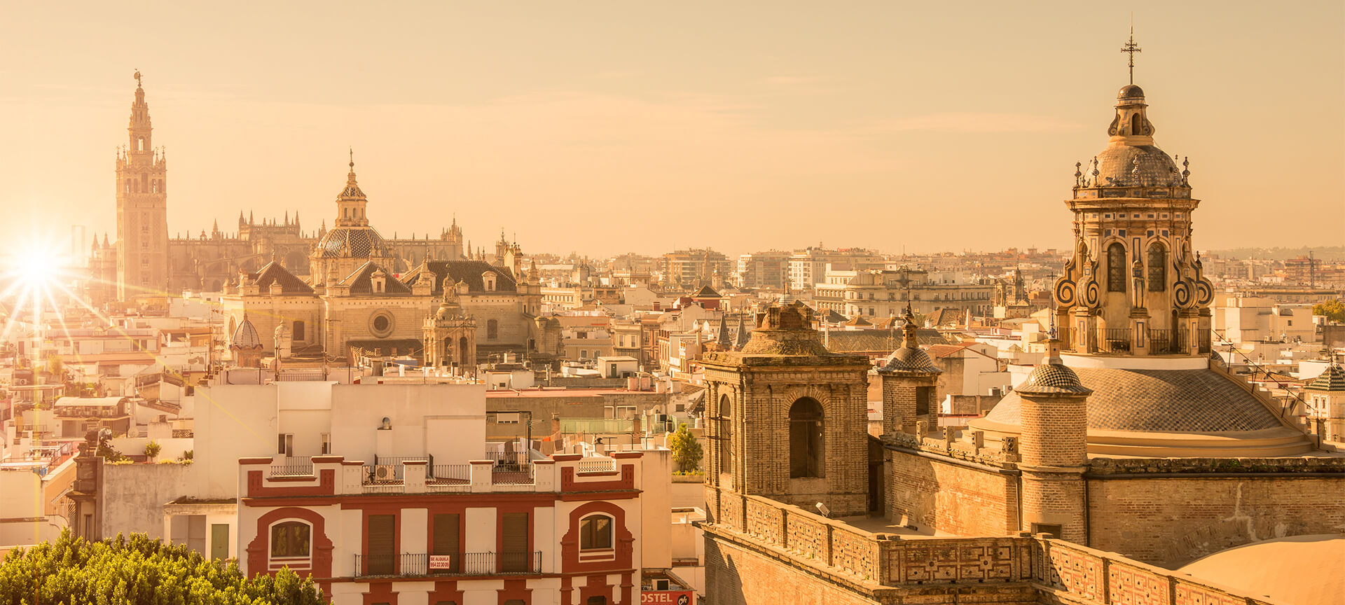 View over Seville at sunset