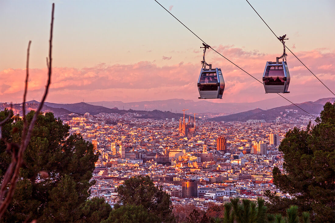 View from the cable car to Montjuïc in Barcelona View from the cable car to Montjuïc in Barcelona