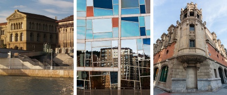 Izquierda: Universidad de Deusto / Centro: Palacio Euskalduna / Derecha: Alhondiga en Bilbao, País Vasco