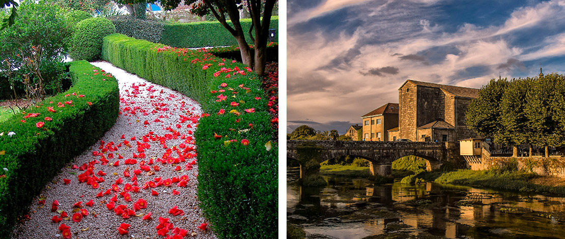 Po lewej: Dom-Muzeum Rosalíi de Castro © Turismo de Galicia. Po prawej: Widok miejscowości Padrón