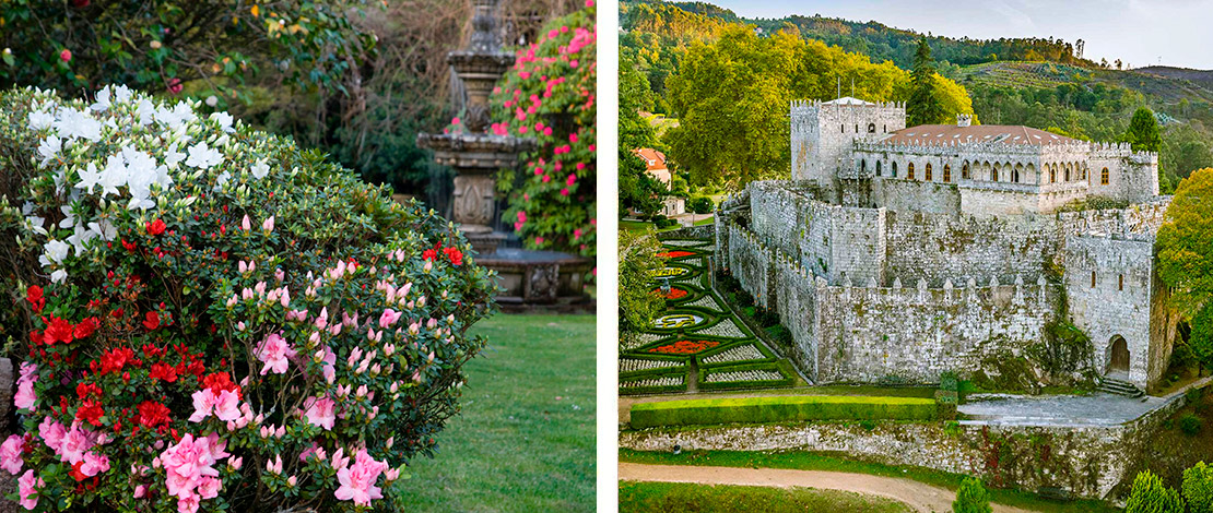 Po lewej: Pazo Quinteiro da Cruz © Turismo de Galicia. Po prawej: Zamek w Soutomaior ©  Rías Baixas