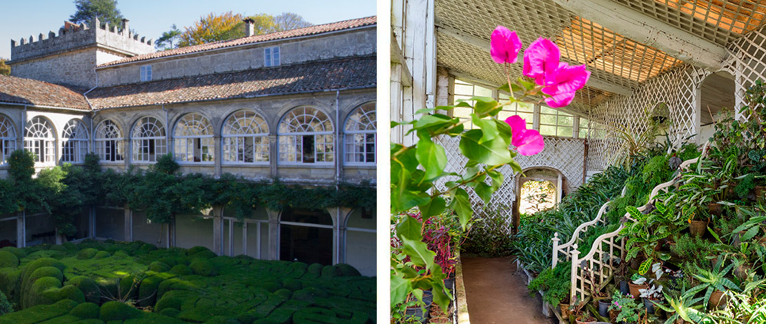 Po lewej: Pazo San Lorenzo. Po prawej: Pazo de Santa Cruz w Ribadulla