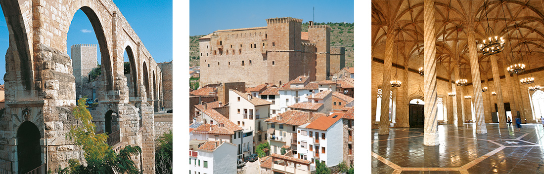 Arcos de Teruel. Castillo de Mora de Rubielos y Lonja de la Seda en Valencia Arcos de Teruel. Castillo de Mora de Rubielos y Lonja de la Seda en Valencia