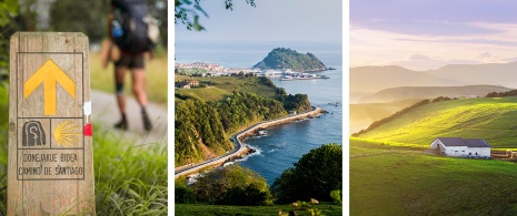 Left: detail of a sign / Centre: Views of Getaria, Gipuzkoa / Right: Barn in Orlíz, Vizcaya