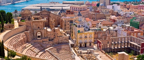 Vue aérienne de Carthagène, province de Murcie